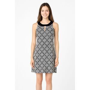 Magnolia Grace Womens Black White Printed Midi Dress S 90s Minimalist